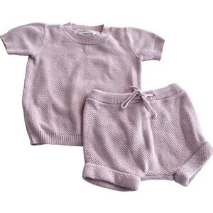 Aymara Jule Gregg 2 Pc Knitted Top & Bottom  Sweater Outfit Soft Pink 9 months